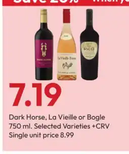 Stater Bros Dark Horse, La Vieille or Bogle offer