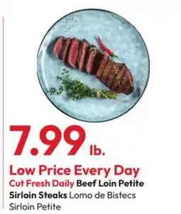 Stater Bros Beef Loin Petite Sirloin Steaks offer