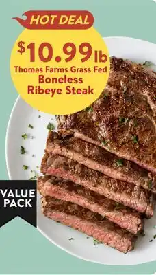 Fresh Thyme Thomas Farms Grass Fed Boneless Ribeye Steak offer