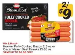 Winn Dixie Hormel Fully Cooked Bacon or Oscar Mayer Beef Franks offer