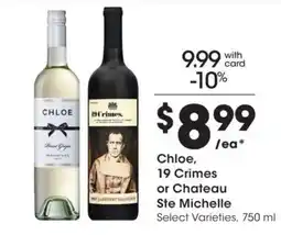 Kroger Chloe, 19 Crimes or Chateau Ste Michelle offer
