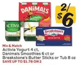 Winn Dixie Mix & Match Activia Yogurt, Danimals Smoothies or Breakstone's Butter offer