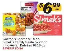 Winn Dixie Gorton's Shrimp, Simek's Family Pasta or InnovAsian Entrées offer