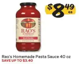 Winn Dixie Rao's Homemade Pasta Sauce offer