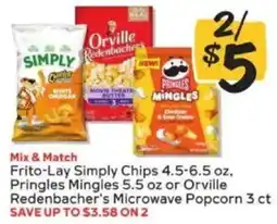 Winn Dixie Frito-Lay Simply Chips, Pringles Mingles or Orville Redenbacher's Microwave Popcorn offer