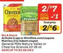 Winn Dixie General Mills Nature Valley or Cheerios Granola offer