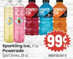 Tony’s Fresh Market Sparkling Ice, 17 oz Powerade Sport Drinks, 28 oz offer