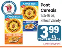 Tony’s Fresh Market Post Cereals offer