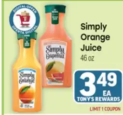 Tony’s Fresh Market Simply Orange Juice offer