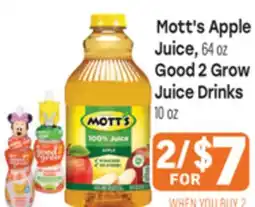 Tony’s Fresh Market Mott's Apple Juice, 64 oz Good 2 Grow Juice Drinks 10 oz offer