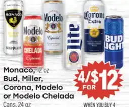 Tony’s Fresh Market Monaco, Bud, Miller, Corona, Modelo or Modelo Chelada offer