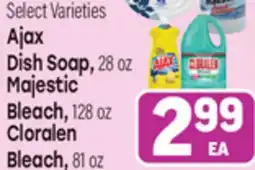 Tony’s Fresh Market Ajax Dish Soap, Majestic Bleach, Cloralen Bleach offer