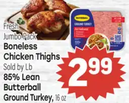 Tony’s Fresh Market Boneless Chicken Thighs 85% Lean Butterball Ground Turkey offer