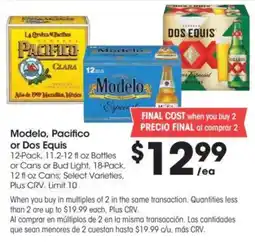Food 4 Less Modelo, Pacifico or Dos Equis offer