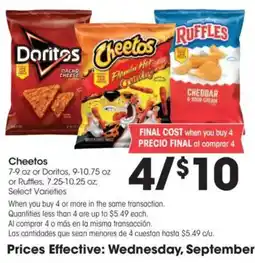 Food 4 Less Cheetos or Doritos or Ruffles offer