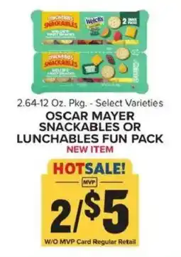 Food Lion Oscar Mayer Snackables or Lunchables Fun Pack offer