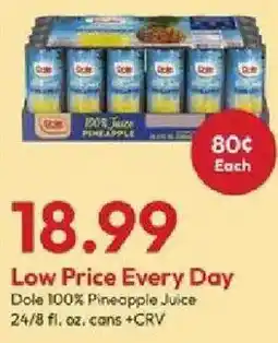 Stater Bros Dole 100% Pineapple Juice offer