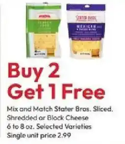Stater Bros Stater Bros. Sliced, Shredded or Block Cheese offer