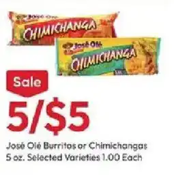 Stater Bros Jose Olé Burritos or Chimichangas offer