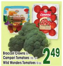 Jewel-Osco Broccoli Crowns Ib. Campari Tomatoes 11b., or Wild Wonders Tomatoes 10 oz offer