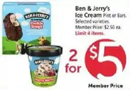 Safeway Ben & Jerry's Ice Cream Pint or Bars offer