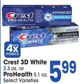 Jewel-Osco Crest 3D White 3.3 oz. or ProHealth 5.1 oz offer