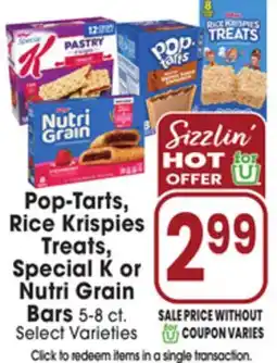 Jewel-Osco Pop-Tarts, Rice Krispies Treats, Special K or Nutri Grain Bars offer