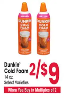 Jewel-Osco Dunkin' Cold Foam offer