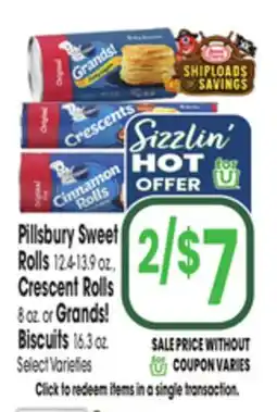 Jewel-Osco Pillsbury Sweet Rolls 12.4-13.9 oz., Crescent Rolls 8 oz. or Grands! Biscuits 16.3 oz offer