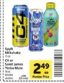 Safeway Spylt Milkshake, C4 or Saint James Yerba Mate offer