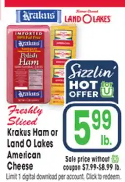 Jewel-Osco Krakus Ham or Land O Lakes American Cheese offer