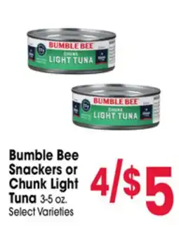 Jewel-Osco Bumble Bee Snackers or Chunk Light Tuna offer