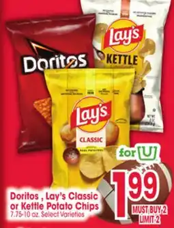 Jewel-Osco Doritos, Lay's Classic or Kettle Potato Chips offer
