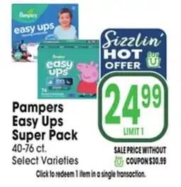 Jewel-Osco Pampers Easy Ups Super Pack offer