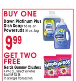 Jewel-Osco Dawn Platinum Plus Dish Soap 68 oz. or Powersuds 51 oz. Jug offer