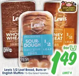 Jewel-Osco Lewis 1/2 Loaf Bread, Buns or English Muffins offer