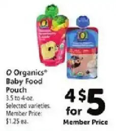 Safeway O Organics Baby Food Pouch offer