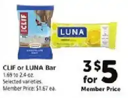 Safeway Clif or Luna Bar offer