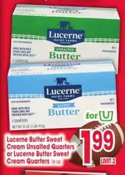 Jewel-Osco Lucerne Butter Sweet Cream Unsalted Quarters or Lucerne Butter Sweet Cream Quarters offer
