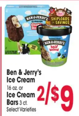 Jewel-Osco Ben & Jerry's Ice Cream 16 oz. or Ice Cream Bars 3 ct offer