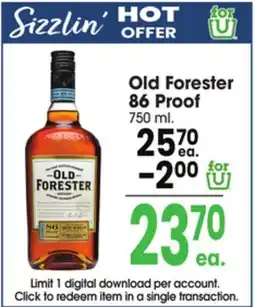 Jewel-Osco Old Forester 86 Proof offer