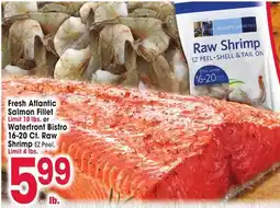 Jewel-Osco Fresh Atlantic Salmon Fillet or Waterfront Bistro 16-20 Ct. Raw Shrimp, EZ Peel offer