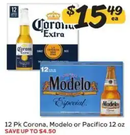Winn Dixie 12 Pk Corona, Modelo or Pacifico offer
