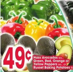 Jewel-Osco Hass Avocados ea., Green, Red, Orange or Yellow Potatoes ea., or Russet Baking Potatoes lb offer
