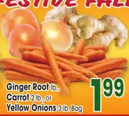 Jewel-Osco Ginger Root Carrot 2 lb., or Yellow Onions 3 lb. Bag offer