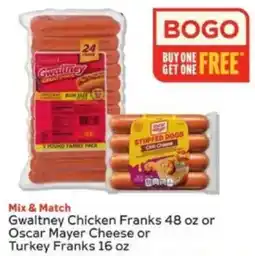 Winn Dixie Gwaltney Chicken Franks or Oscar Mayer Cheese or Turkey Franks offer