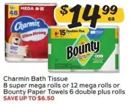 Winn Dixie Charmin Bath Tissue or Bounty Paper Towels offer