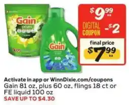 Winn Dixie Gain liquid offer