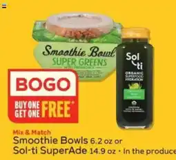 Winn Dixie Smoothie Bowl or Sol-ti SuperAde offer