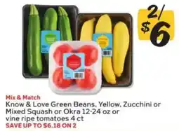 Winn Dixie Know & Love Green Beans, Yellow, Zucchini or Mixed Squash or Okra or vine ripe tomatoes offer